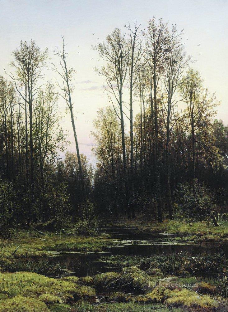 春の森 1884 古典的な風景 イワン・イワノビッチの木々油絵